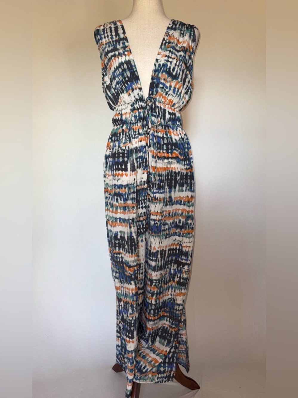 Etiquette Clothiers Sleeveless Abstract Print Wide Leg Jumpsuit Size M